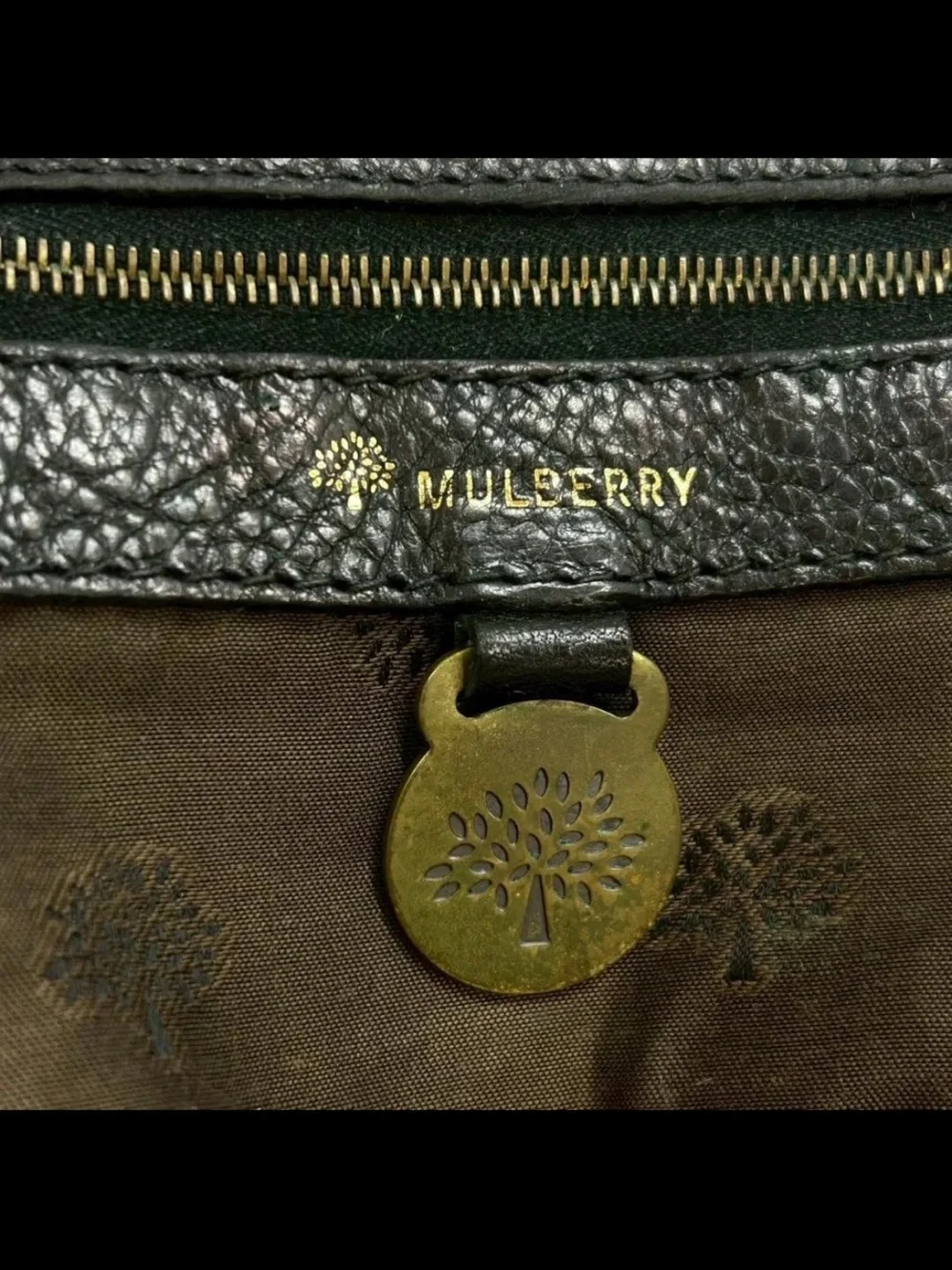 Mulberry Black Leather Shoulder Bag with Brass Hardware